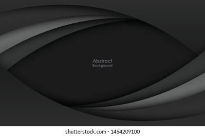 Black background gray curve line on space shadow overlap and dimension modern texture pattern for text and message website design