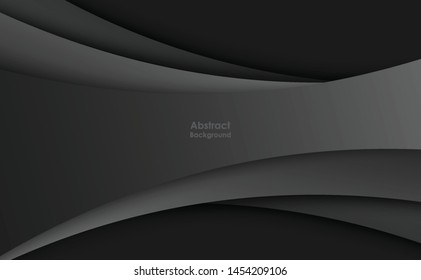 Black background gray curve line on space shadow overlap and dimension modern texture pattern for text and message website design
