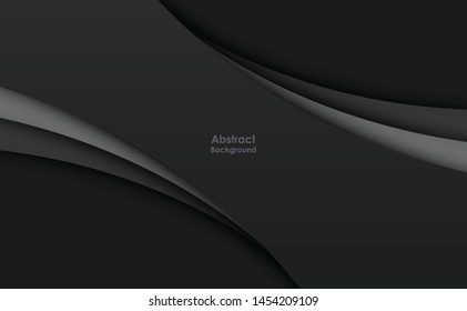 Black background gray curve line on space shadow overlap and dimension modern texture pattern for text and message website design