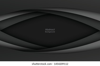 Black background gray curve line on space shadow overlap and dimension modern texture pattern for text and message website design