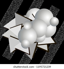 Black background with gray geometric figures. Vector illustration.