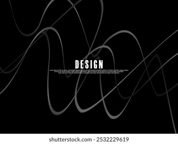 Black background with gray gradient ribbon pattern. Black background with modern graffiti pattern.
