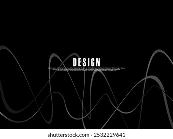 Black background with gray gradient ribbon pattern. Black background with modern graffiti pattern.