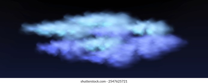 Fondo negro con nubes gris-azules que crean el efecto de humo o niebla. La atmósfera de la magia de la primavera en el amanecer o la noche de verano, niebla sobre la tierra o la superficie del agua.