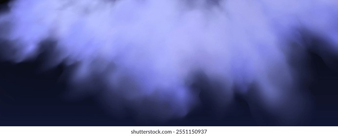 Fondo negro con nubes gris-azules que crean el efecto de humo o niebla. La atmósfera de la magia de la primavera en el amanecer o la noche de verano, niebla sobre la tierra o la superficie del agua.