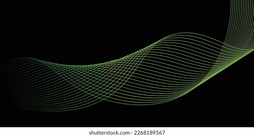Black background and green line wave 