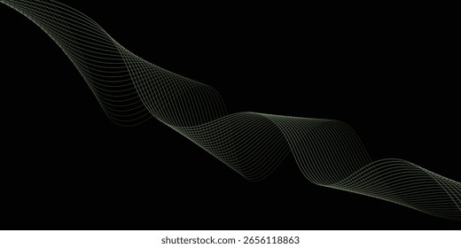 Fondo negro y onda de línea verde 