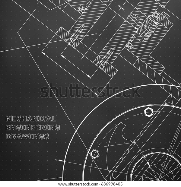 Black background. Grid. Backgrounds of engineering\
subjects. Technical illustration. Mechanical engineering. Technical\
design. Instrument\
making