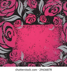 Black background with grunge roses