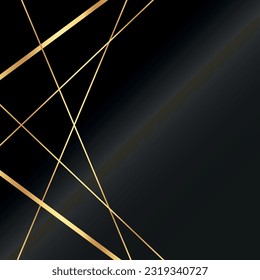 Fondo negro con textura gruesa decorada con líneas doradas brillantes. fondo dorado negro