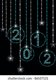 fondo negro con estrellas colgantes, 2012 en vector de concepto de círculo para 2012