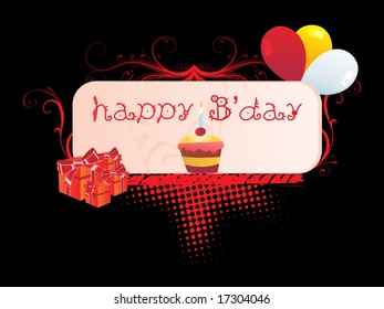 black background with happy birthday banner