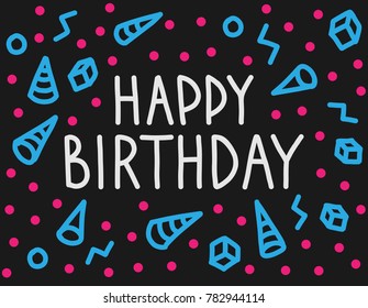 Black background Happy Birthday, eps 10