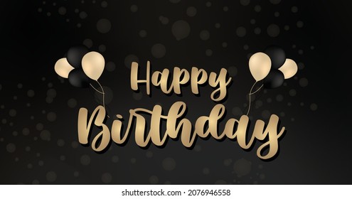 black background with happy birthday theme with balloon ornament