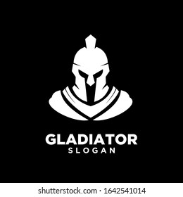 black background head gladiator spartan logo icon design