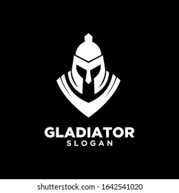 black background head gladiator spartan logo icon design