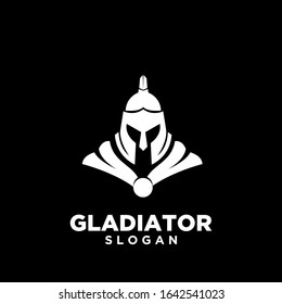 black background head gladiator spartan logo icon design
