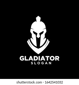 black background head gladiator spartan logo icon design