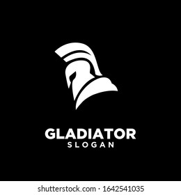 black background head gladiator spartan logo icon design