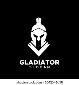 black background head gladiator spartan logo icon design