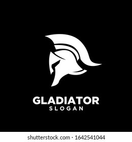black background head gladiator spartan logo icon design