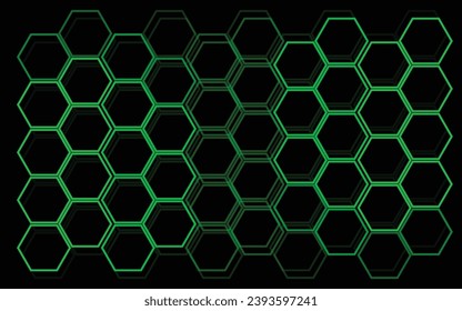 Fondo negro con rejilla hexagonal. Fondo hexagonal brillante