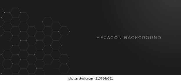 Black background with hexagon line decoration.