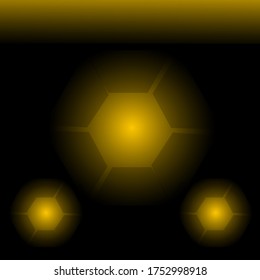 Fondo negro con vector de efecto neón hexagonal.
