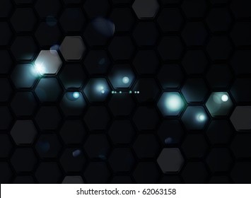 Black Background of Hexagons, eps10