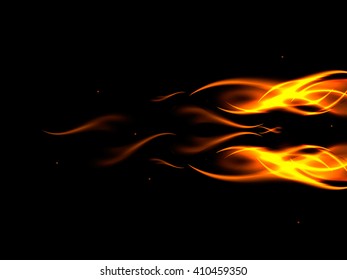 Black background with horizontal symmetric flame