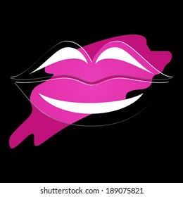 Black background with icon in the shape of the lips