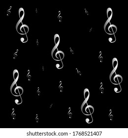 black background illustration and music notes