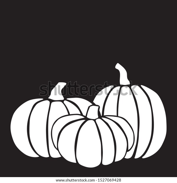 Black Background Illustration White Pumpkins Vector Stock Vector ...