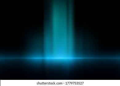 La imagen de fondo negro tiene un rayo láser azul que emite un haz de luz desde la zona de resplandor en una línea recta que puede utilizarse como telón de fondo.