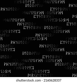 Black background with ink blots and abstract black brushed letters. Old norse viking mythology wallpaper with rune symbol. Tattoo sample pattern design