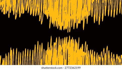 A black background with irregular yellow sound wave patterns on the top and bottom