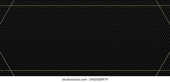 Black background of isometric grid with yellow lines