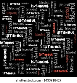 black background istanbul typographic pattern vector