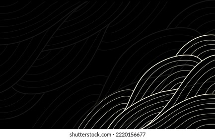 Antecedentes negros Vector de la línea de onda de diseño japonés 
