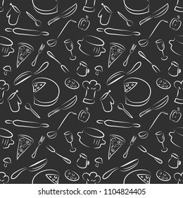 black background with kitchen elements