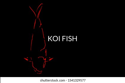 Black background koi fish drawing only described as a shadow, however when viewed will reflect a koi fish in japan. Koi fish japan transformed to simple koi fish painting vector.