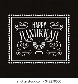 Black background with a label with text for hanukkah celebrations