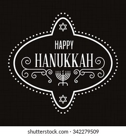 Black background with a label with text for hanukkah celebrations