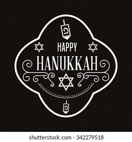 Black background with a label with text for hanukkah celebrations