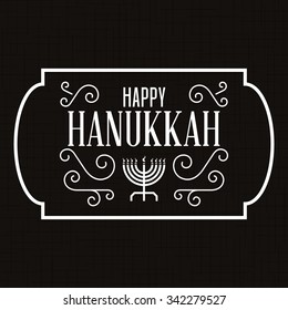 Black background with a label with text for hanukkah celebrations