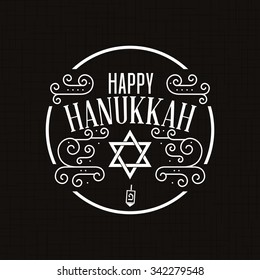 Black background with a label with text for hanukkah celebrations