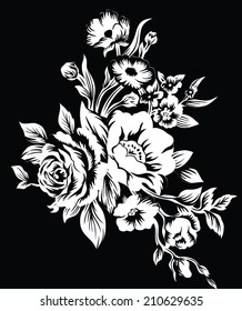 black background large bouquet of flower.
