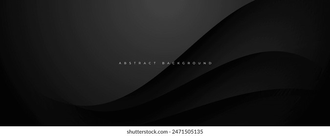 black background with layered wavy paper cut style. black wallpaper design