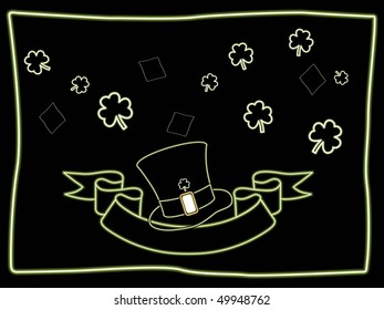 black background with leprechaun hat, ribboon