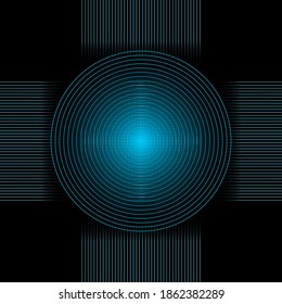 Black background with ligh line and circle graphic vector.eps